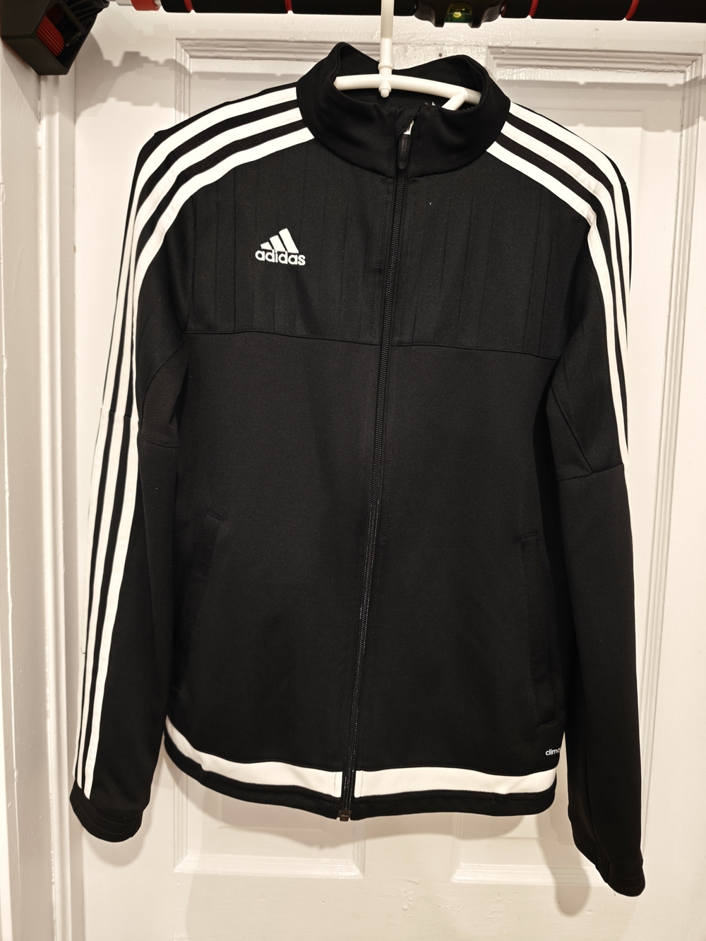 adidas Black and White Three-Stripe Track Jacket